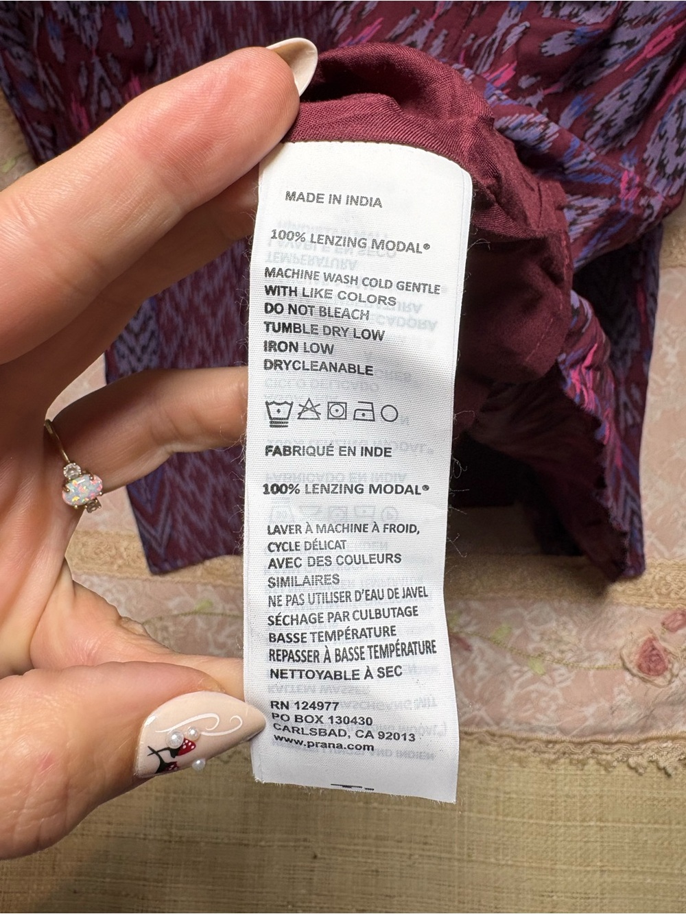 PrAna Isadora Skirt 12 NWT Black Cherry Laurel Modal Boho Midi Sustainable - Picture 8 of 9